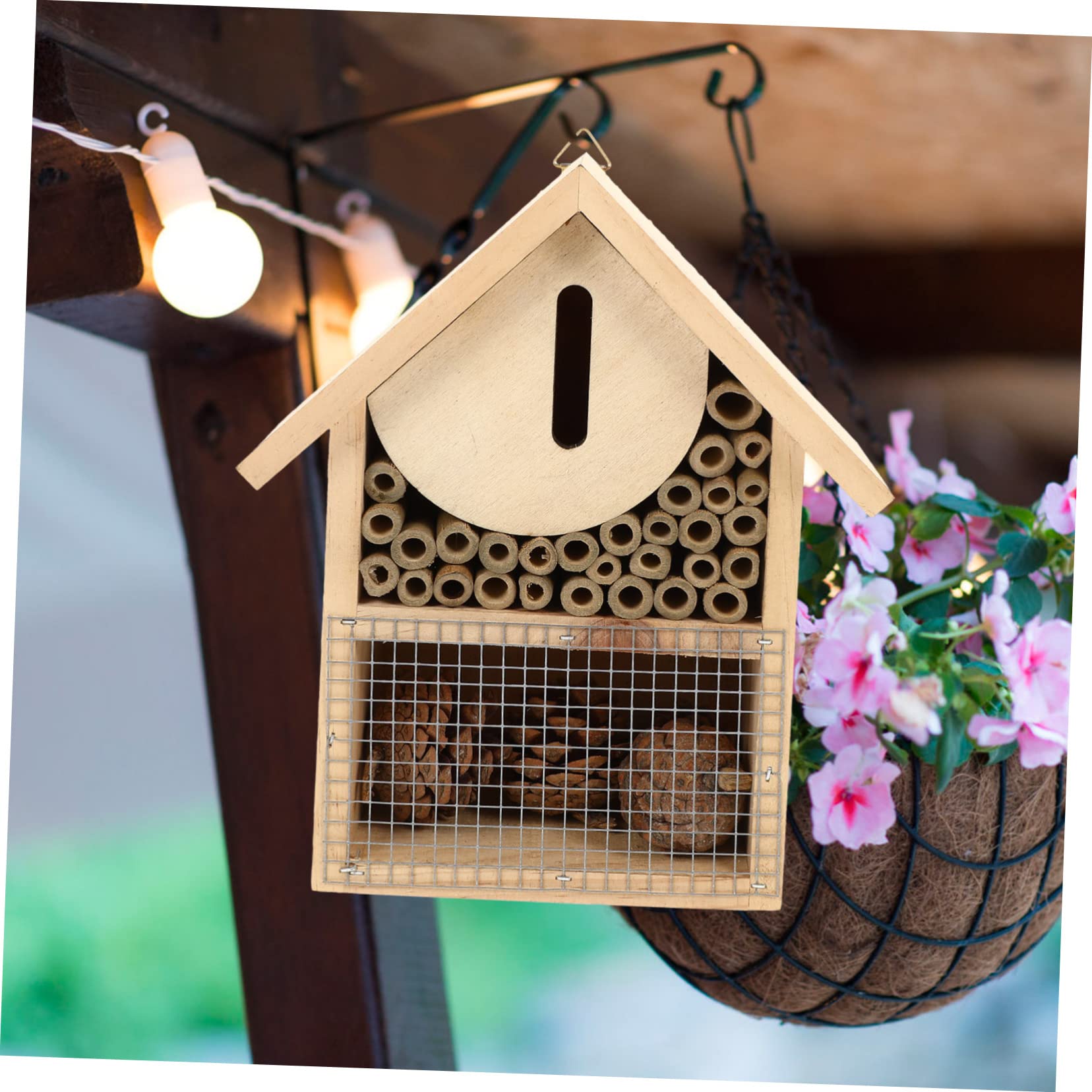 Bienenhaus Dekoratives Hängehaus mit Haken Leicht Aufzuhängen für Garten Bienenunterstand