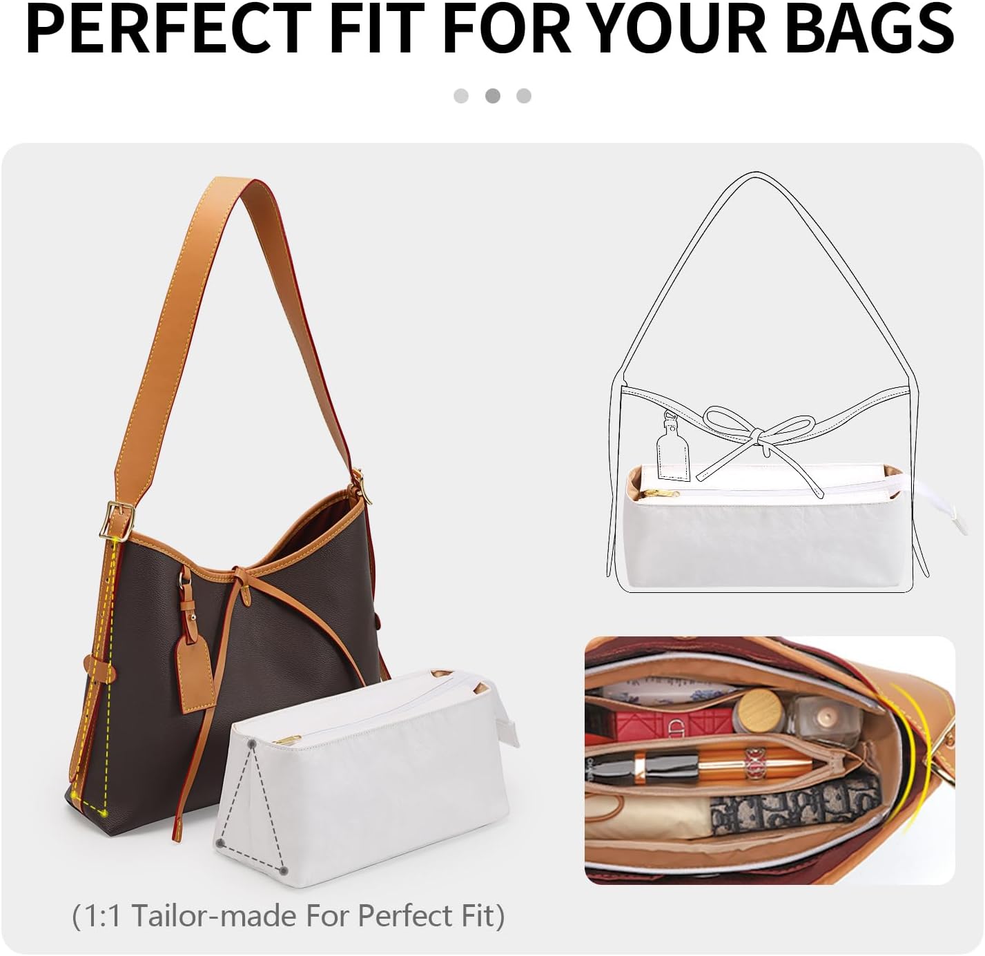 Bag Organizer Insert, Purse Organizer Insert Suit for LV Carryall MM Tote Bag, Upgraded Dupontpaper Handbag Shaper