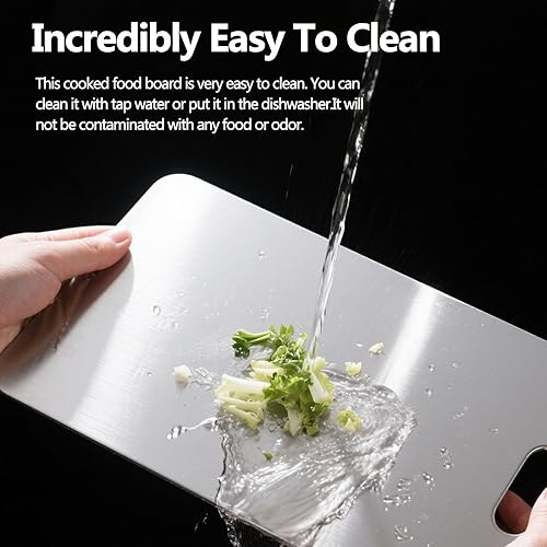 Miniatura 5 de Tablas de cortar para cocina, tabla de cortar de acero inoxidable de grado alimenticio, higiene duradera, segura, adecuada para cocina o campamento