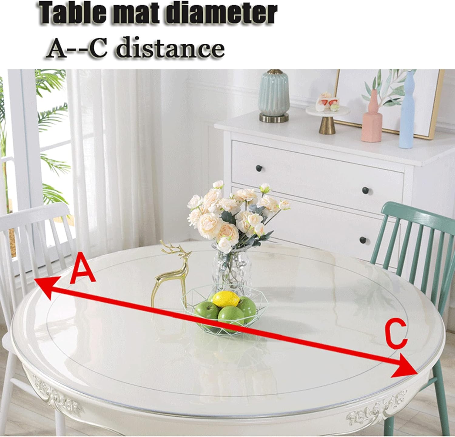 Transparent Table Mat 2mm Thick Round,Anti-Scald Crystal Table Cloth,Soft Glass Fabric Table Top Protector Cover,for Outdoor,Desk,Easy-to-Clean Tablecloth,round-φ130cm/51in