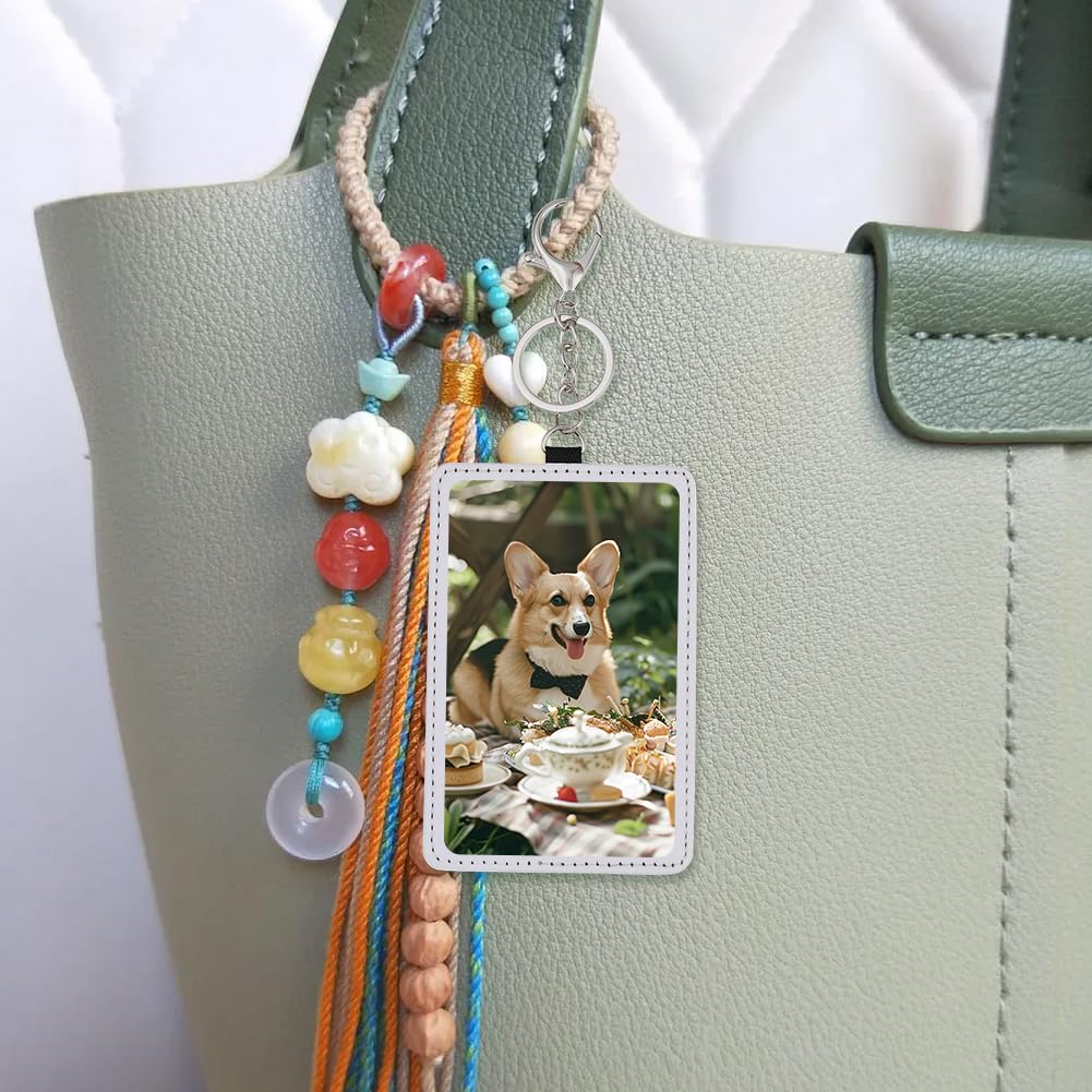 12 porte Cartes à Sublimation en Cuir Vierge pour Badge D'Identification à Imprimer Par Transfert Thermique avec Porte Clés pour le Travail les Voyages les Fournitures de Bureau pour Femmes e