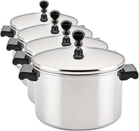 Vista 12 de Farberware Olla clásica de acero inoxidable de 6 cuartos de galón con tapa, olla de acero inoxidable con tapa, color plateado (paquete de 3)