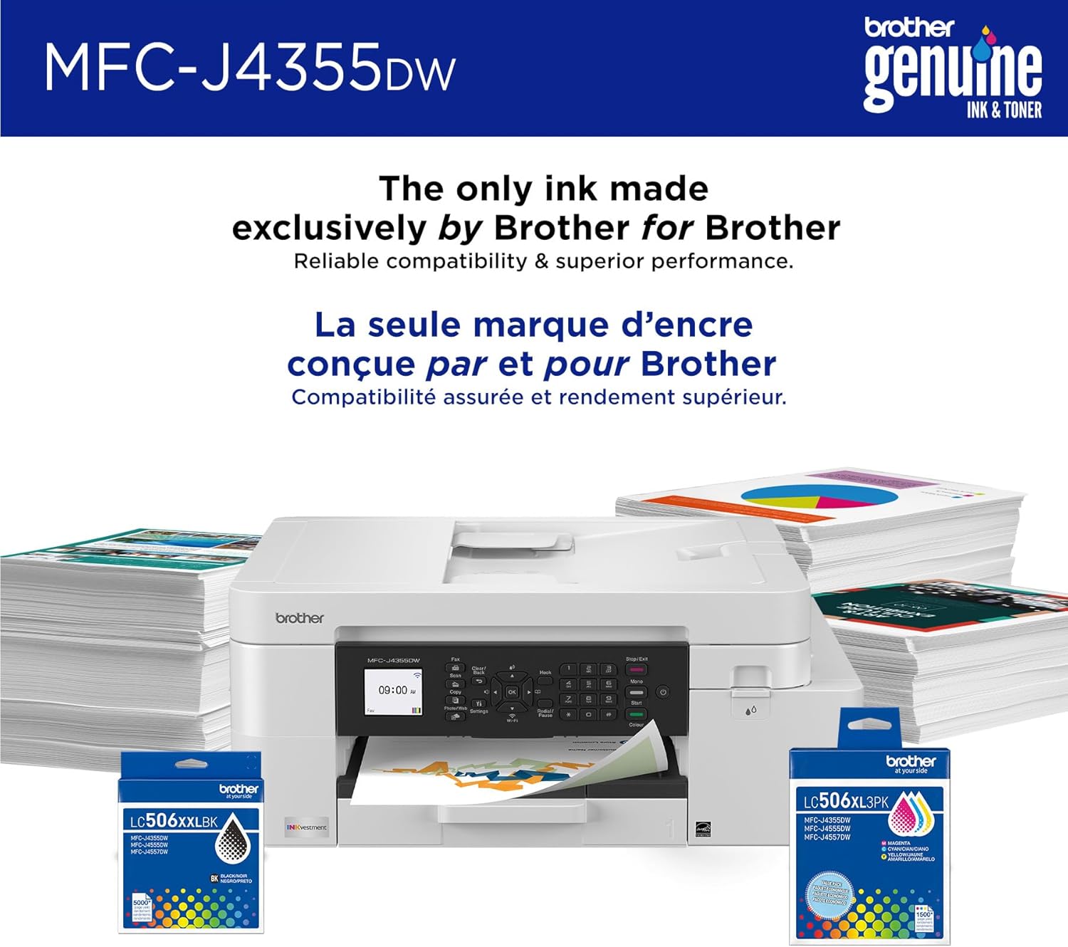 Brother INKvestment 4355 Wireless Color Inkjet All-in-One Printer with 1.8” Color Display and Manual Feed Slot | Includes Refresh Subscription Trial(1) (MFC-J4355DW) 5 71zJ