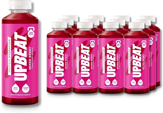 UPBEAT Protein Hydration -12x 500ml, Mixed Berry, Clear Whey Protein Isolate, Red, One Size
