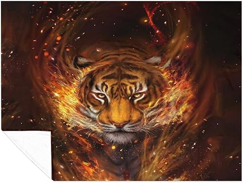 Miniatura 8 de Fire Tiger Flannel Fleece Throw Blanket Soft Warm Lightweight Fuzzy Plush Blankets for Bed Couch Sofa 60x80