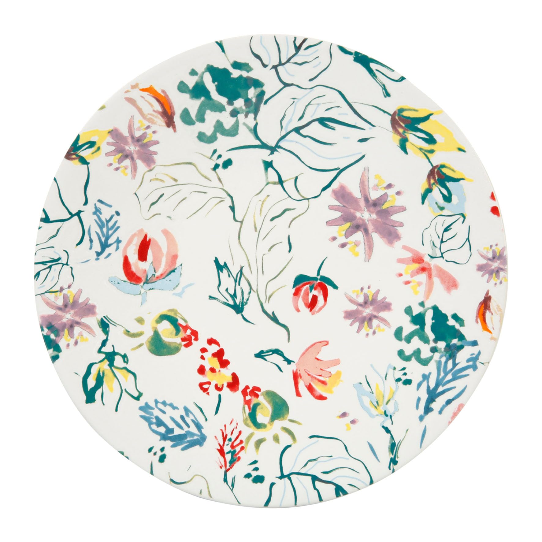 GENEVIEVE LETHU 533657 Dessert Plate Diameter 20.5 cm Stoneware - Collection A Travers Champs - Floral Design Multi-Coloured