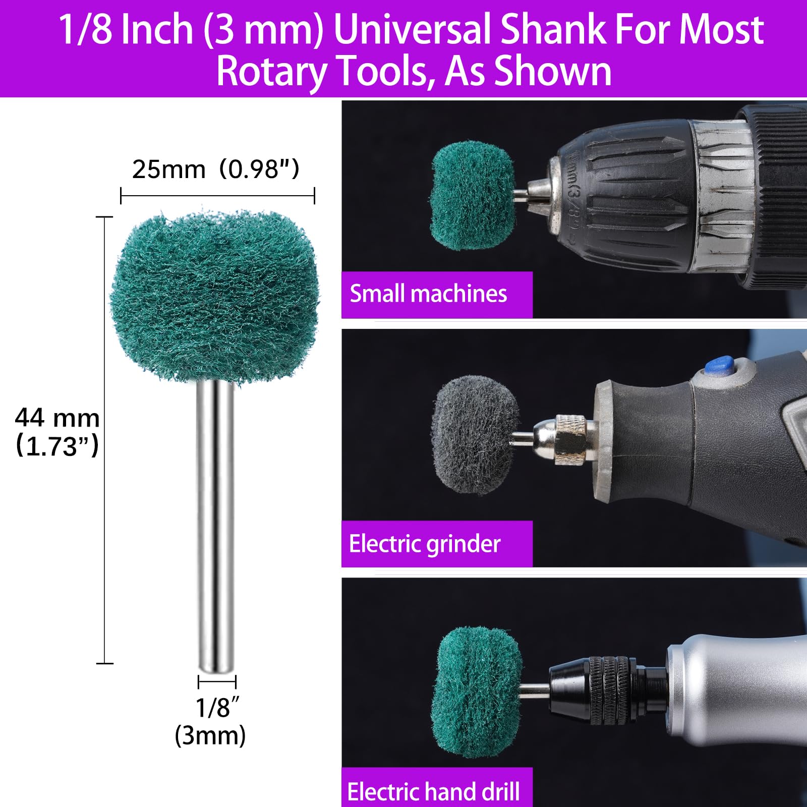 100 ruedas abrasivas para Dremel, kit de pulido grueso, vástago de 1/8 pulgadas para accesorios de herramientas giratorias, juego de ruedas de pulido para metal, óxido, madera, vidrio, reloj, latón