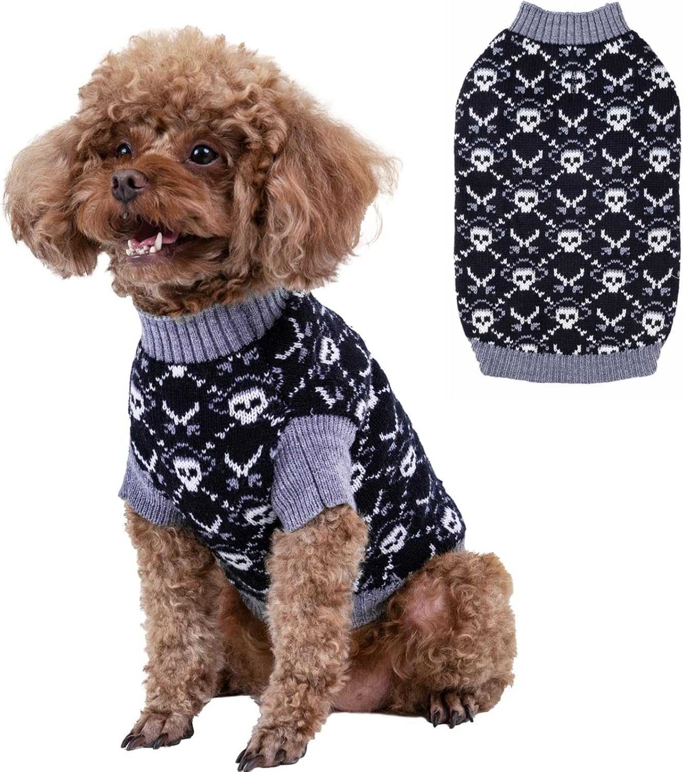CuteBone Purple Heart Ruffle Dog Sweater Dress for Small Dogs