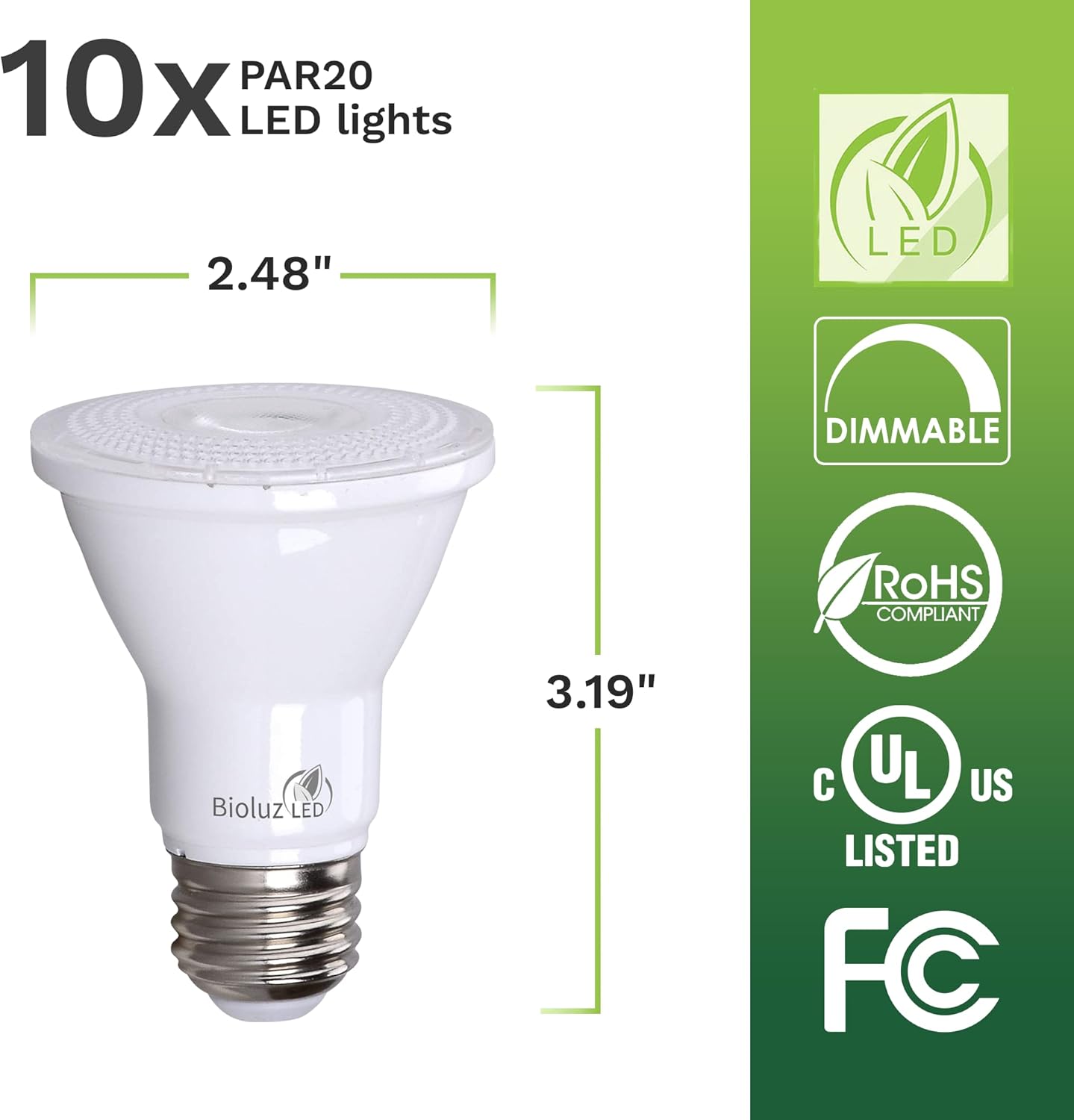 Tech Deals 🔥 10 Pack PAR20 LED Bulb 90 CRI 75W Replacement, Bioluz LED Spot Light Bulb, 3000K Soft White, E26, 40 Degree Beam Angle, UL Listed & Title 20