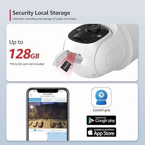 Miniatura 8 de BOAVISION Cámara de seguridad alimentada por batería para exteriores, inclinación panorámica, visión de 355, IP66, impermeable, recargable,