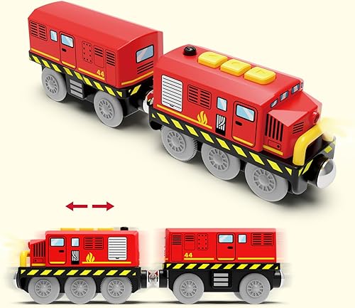 Miniatura 7 de Brio - Tren de juguete motorizado para pista de tren de madera, funciona con pilas, con conexión magnética, compatible con Thomas, accesorios Brio,