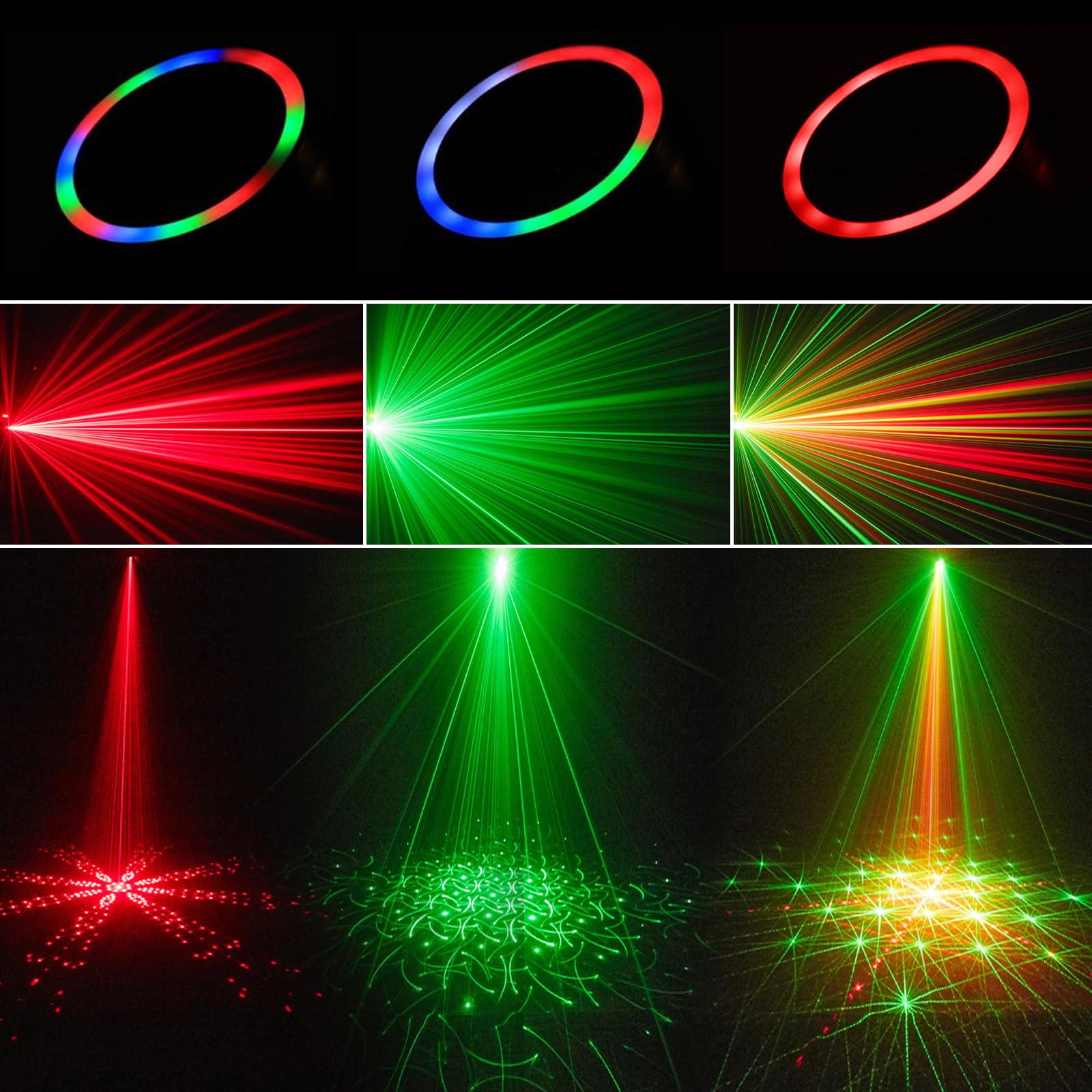 lampes RG à haute luminosité - DMX 12 canaux - Lumière stroboscopique - Pour fête, club et karaoké