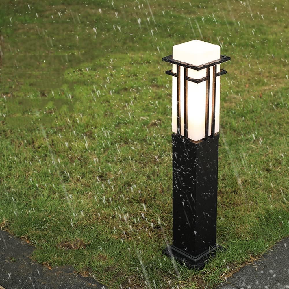 Modern Outdoor Path Lights E27 1-Light Glass Shade Yard Lamps External Waterproof Lawn Lights Outside Floor Mount Lighting,Led Ceiling Pendant Lamp