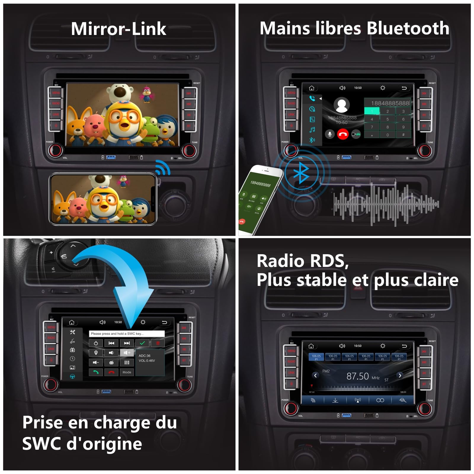 [Mise à Jour 2026] Autoradio Compatible avec CarPlay sans Fil Android Auto avec Bluetooth/FM/AM Radio/USB/Puissance élevée pour VW Golf 5 6 Passat Jetta Caddy EOS T5 Tiguan Touran CC Polo