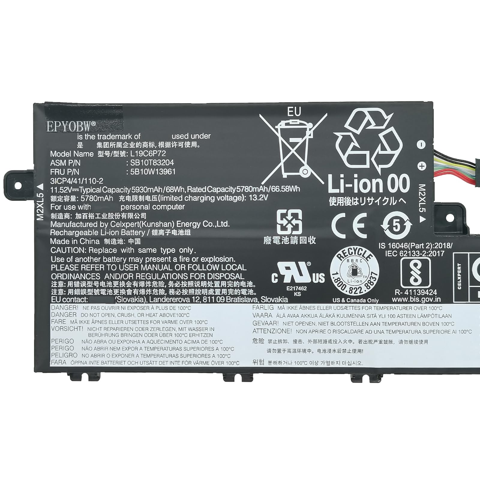 Amazon.com: EPYOBW L19C6P72 Laptop Battery 68Wh 6-Cell Compatible
