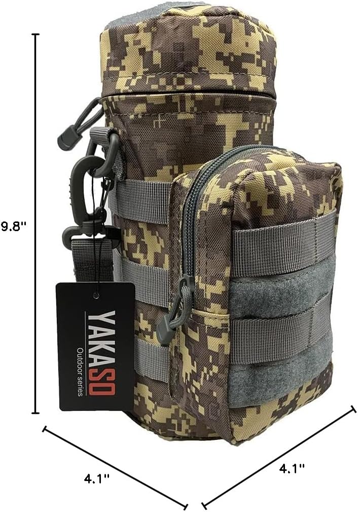 Tactical Molle Water Bottle Holder Pouch Hydration Carrier Bag Tactical EDC Water Bottle Carrier with Detachable Shoulder Strap for Hiking Camping Outdoor Sport Travel - Image 8