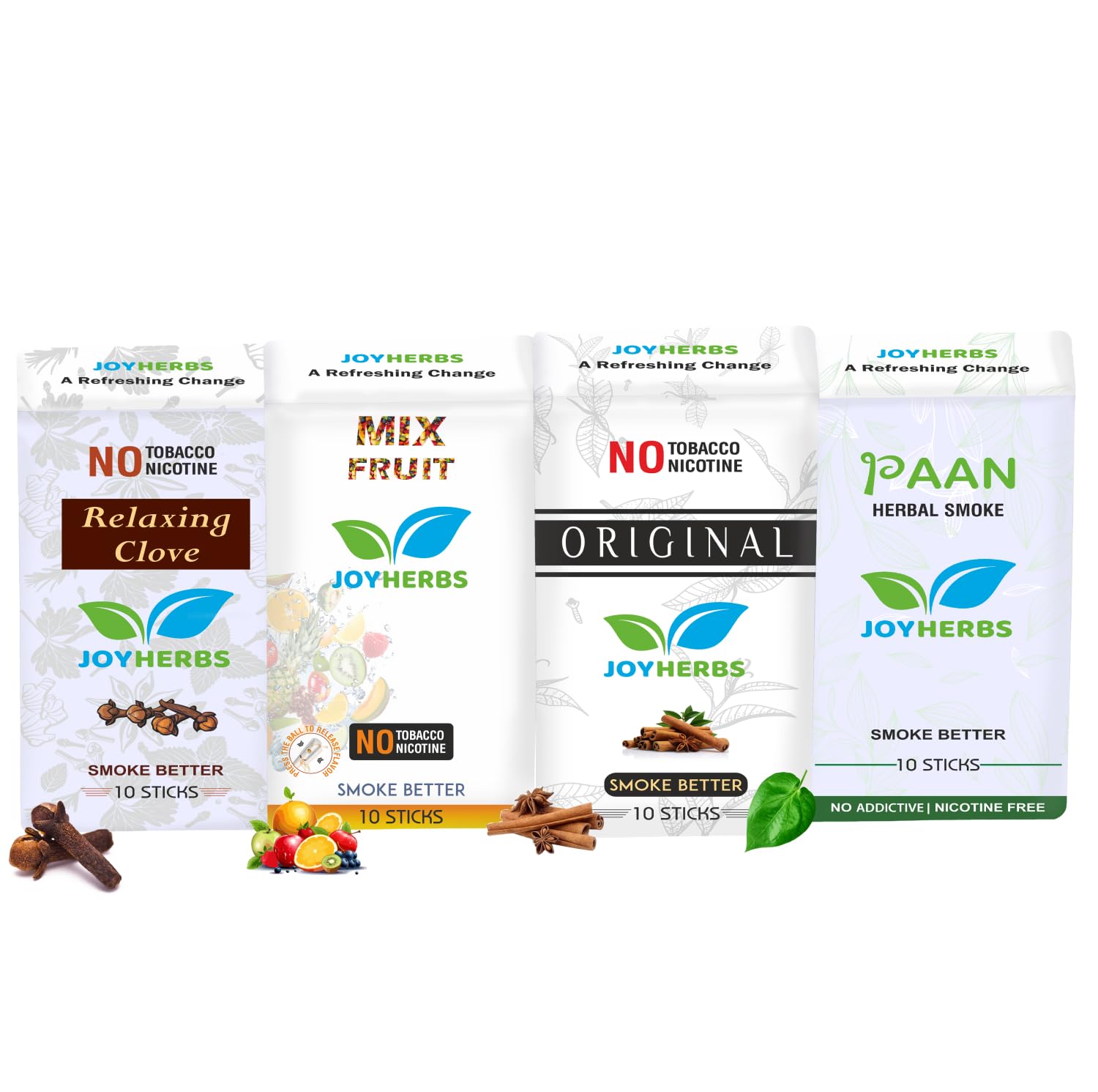 Herbal Cigarettes 100% Tobacco And Nicotine Free Combo Pack Of Clove, Original, Paan & Mix Fruit Flavour Smoke (10 Sticks Each) Made with Ayurvedic Herbs(Tobacco Alternatives) | Non Addictive-image-5