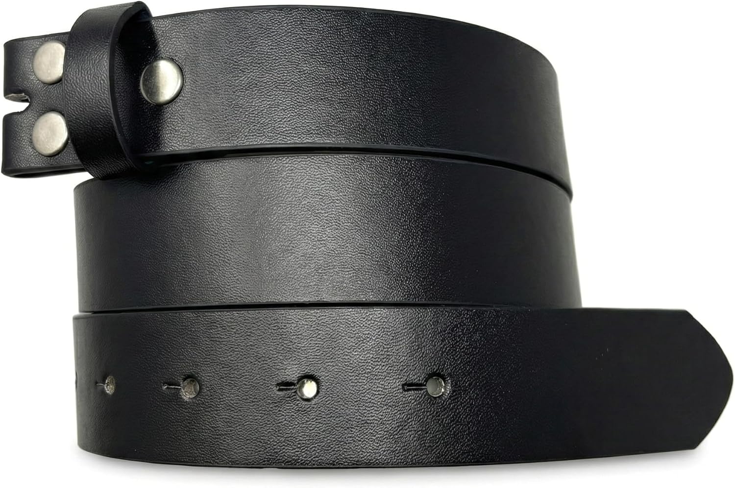 BC Belts Womens Leather Belt Strap with Smooth Grain Finish 1.25" Wide with Snaps for Interchangeable Buckle