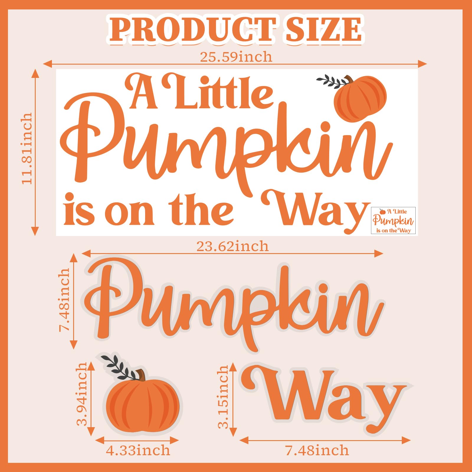 A Little Pumpkin is on The Way Backdrop Decor - Pumpkin Baby Shower Decal Sign, Gender Reveal Girl or Boy Sticker, Fall Baby Shower Party Decor