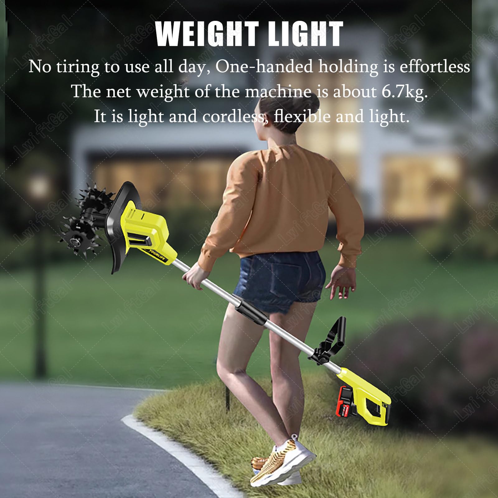 Motocoltivatore Elettrico Da Giardino Senza Fili, Coltivatore Del Terreno Con Asta Regolabile Con Batteria Ricaricabile, Ideale Per Giardini E Orti,1battery
