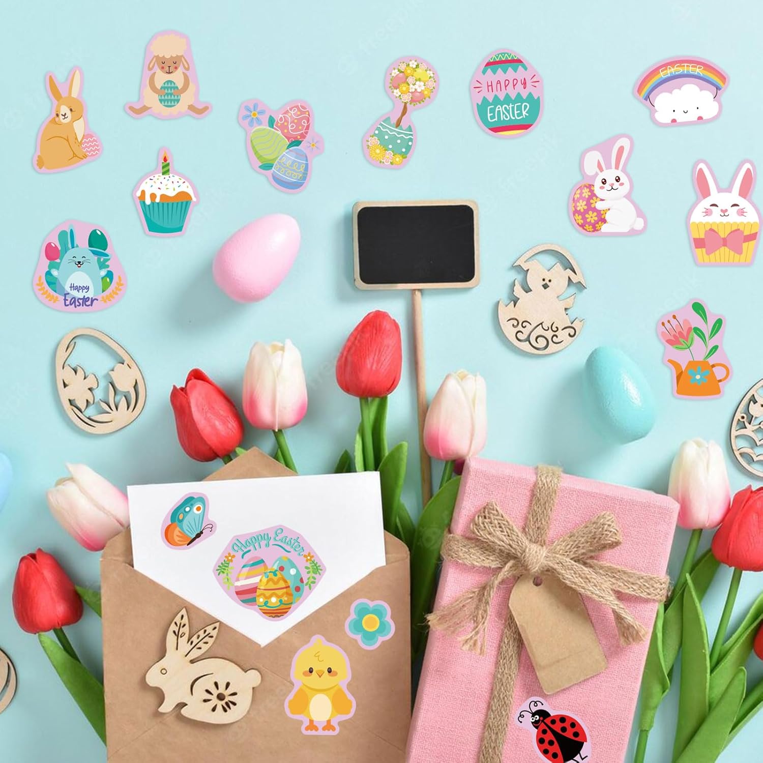 Easter Stickers, 378 PCS Cute Easter Stickers for Kids, Aesthetic Water Bottle Stickers Waterproof Vinyl Phone Skateboard Laptop Stickers Packs for Boys Girls Teens