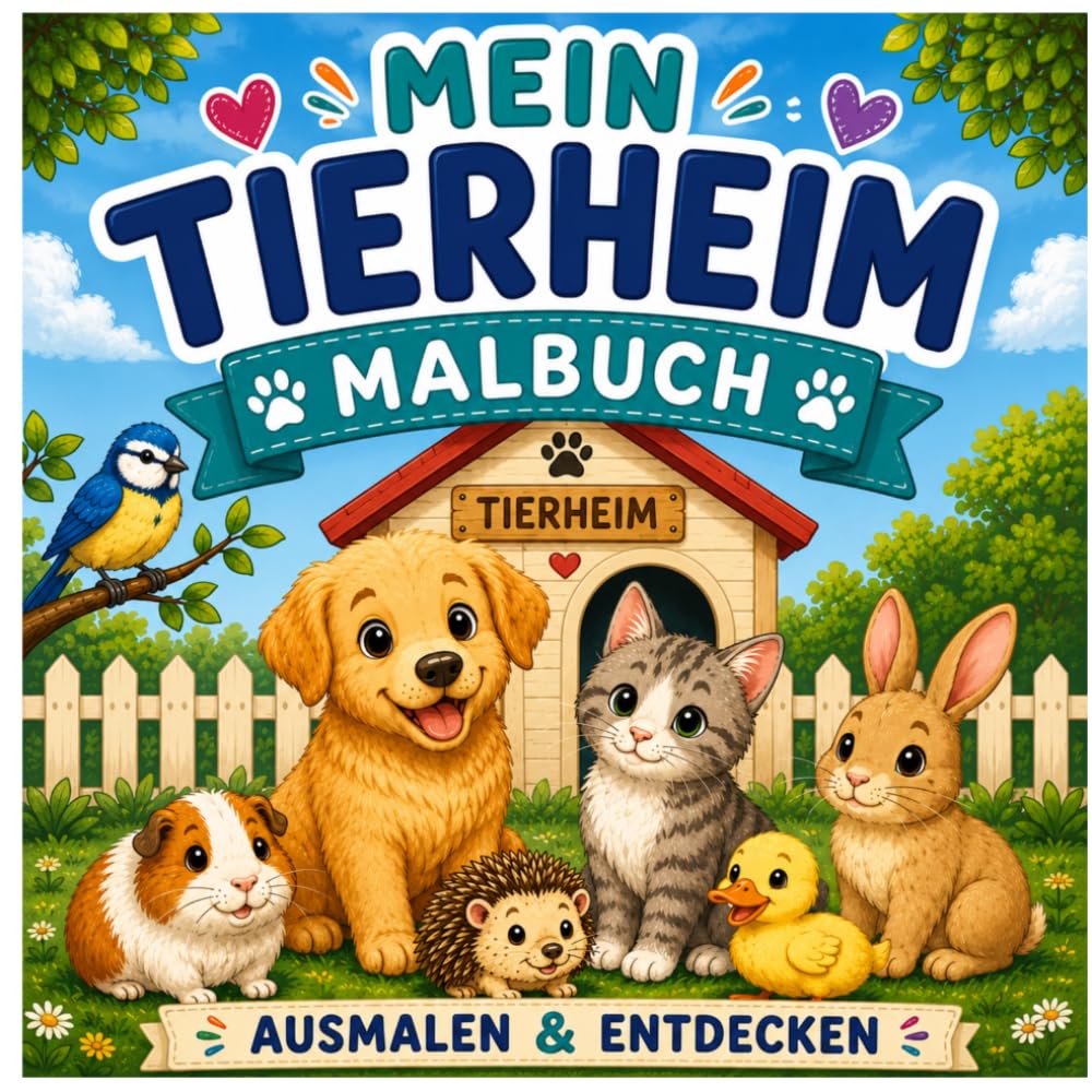 Mein Tierheim Malbuch: Tiere ausmalen und entdecken für Kinder ab 4 Jahren
