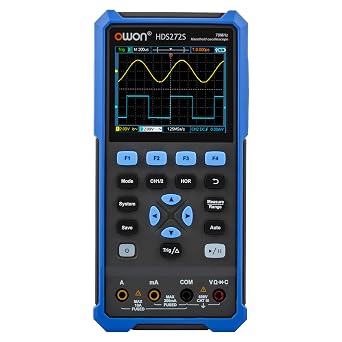 70MHz Bandwidth 2+1CH Handheld OWON Oscilloscope 3 in 1 Functions with 4 1/2 Multimeter 25MHz Arbritary Waveform Generator 2+1 CH/HDS272S