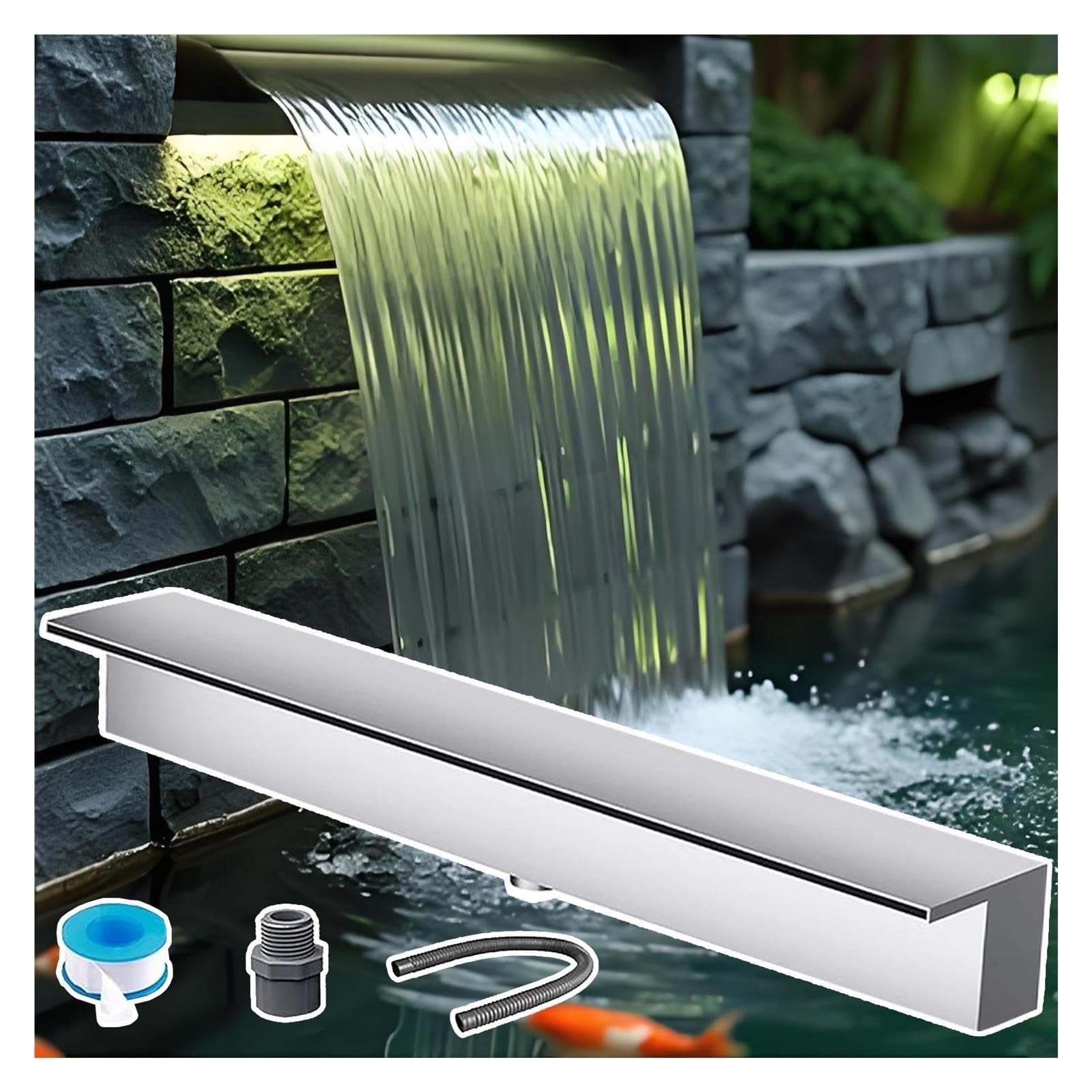Sortie D’Eau Cascade Jardin avec Raccord PVC, Ruban D'étanchéité