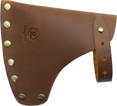 Ringsun Genuine Leather Hatchet Sheath, Handmade Durable Axe Sheath with Adjustable Belt Loop & Reinforced Rivets, Portable Hatchet Cover for Outdoor Hiking Camping Working Blade Protection, Brown