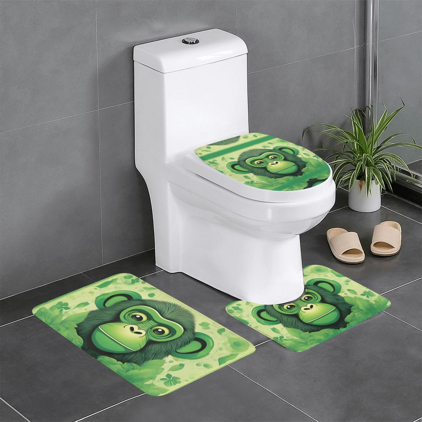 Tapis de salle de bain antidérapants motif singe Clever vert pour créer une ambiance jungle
