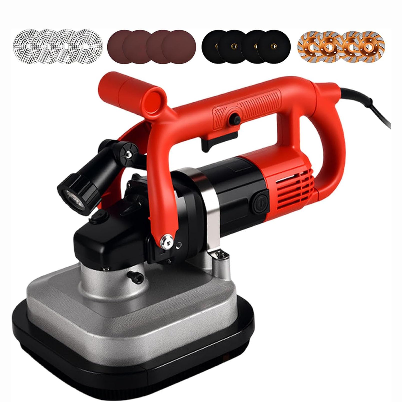 Amoladora Hormigón,Lijadora Hormigón,Pulidora Suelos 3600W, Lijadora Pared con Ajuste 6 Velocidades,para el desbastado de hormigón, Piedra y mármol,600-3000 RPM Standard