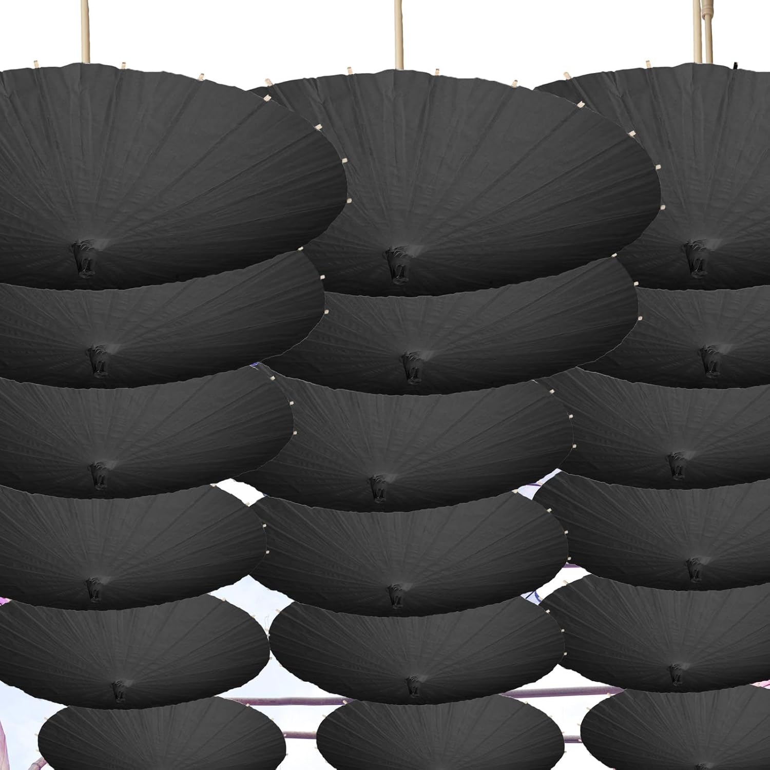 Sanwuta 20 Pcs 23.6'' Paper Parasol Umbrellas Chinese Japanese Oil Paper Parasols Handmade for Wedding Guest DIY Photo Props