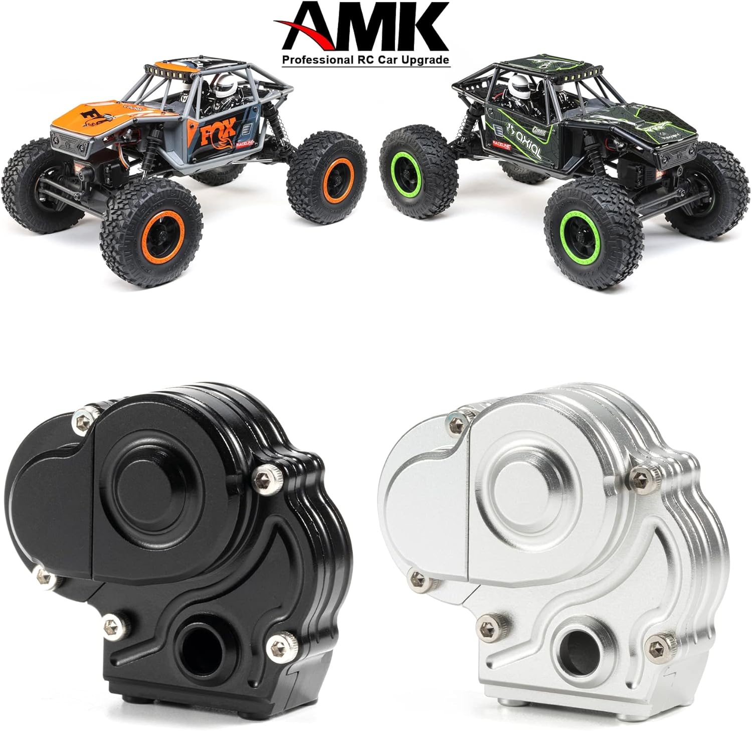 RC Car Gearbox for Axial RC Crawler 1/18 UTB18 Capra Unlimited Trail Buggy RTR Upgrade Part Transmission Case (Silver Gearbox)