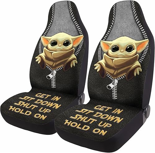 Baby Alien Cute Star Movie 2 Fundas de asiento delantero de coche para automóvil, camión, sedán, SUV, fundas de asiento de automóvil duraderas,