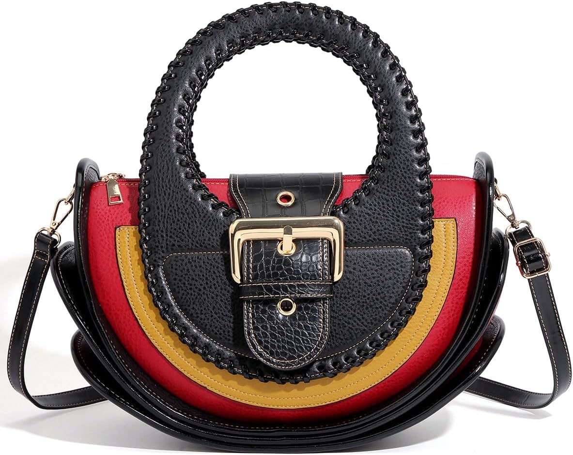 Bag Woman Large Capacity Leather Purse Fashion Designer Top Handle Handbags Women Crossbody Large Bags Set with Wallet, Multicolor (Black)