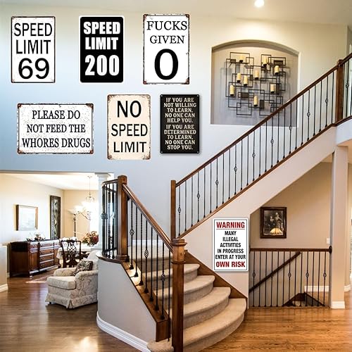 Miniatura 3 de Letreros divertidos de 0 Fucks Given, decoración de habitación para hombres, divertido letrero de cueva de garaje para hombre, letreros de metal