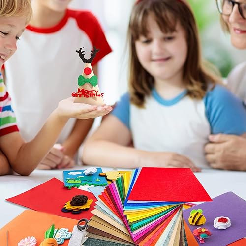 Miniatura 7 de Jtnohx Hojas de fieltro, 32 piezas de tela de fieltro, fieltro de color de 5 x 5 pulgadas para manualidades, cuadrado de fieltro rígido para costura