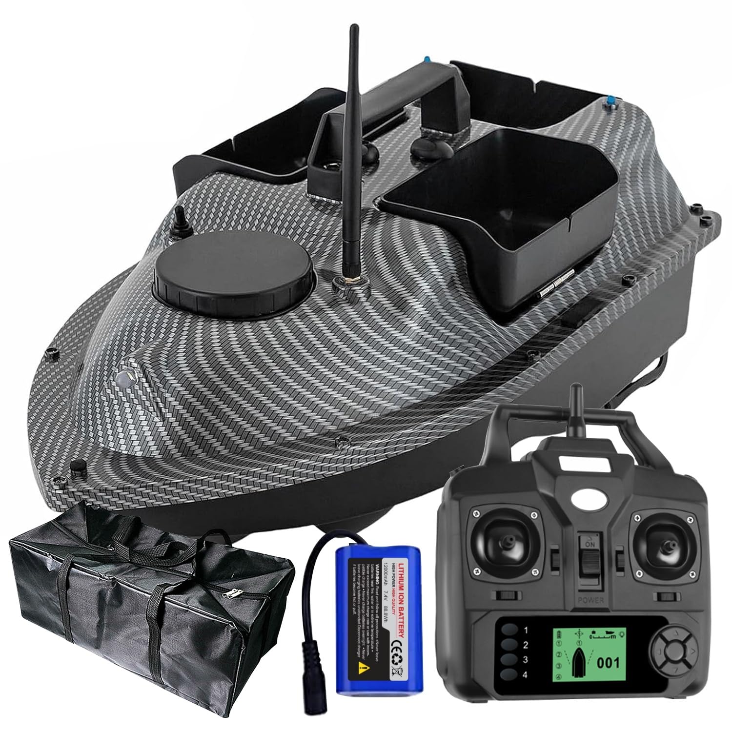 GPS-Smart-RC Wireless-Köder-Boot 2kg Laden automatischer Vorschub Return Fernbedienung 500M Entfernung Angel Nest Boot (Carbonfiber)
