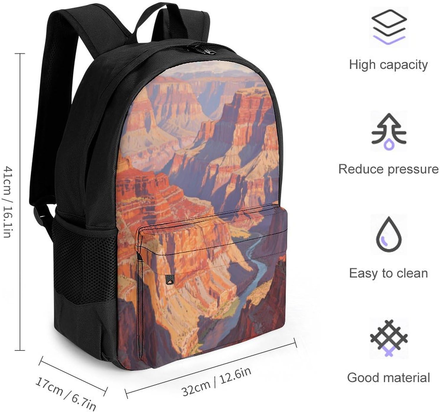Grand Canyon Landforms Backpack Daypack Travel Backpack | Lightweight Casual Laptop Backpack for Women Men Aesthetic Travel Bag for Weekender Business Hiking Outdoor