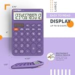 CATIGA 12 Digit Desktop Calculator Basic Desk Calculator with Large LCD Display, Big Buttons, 4 Function, Solar and Battery Dual Power, for Office, School, Home, SD-1292 Purple