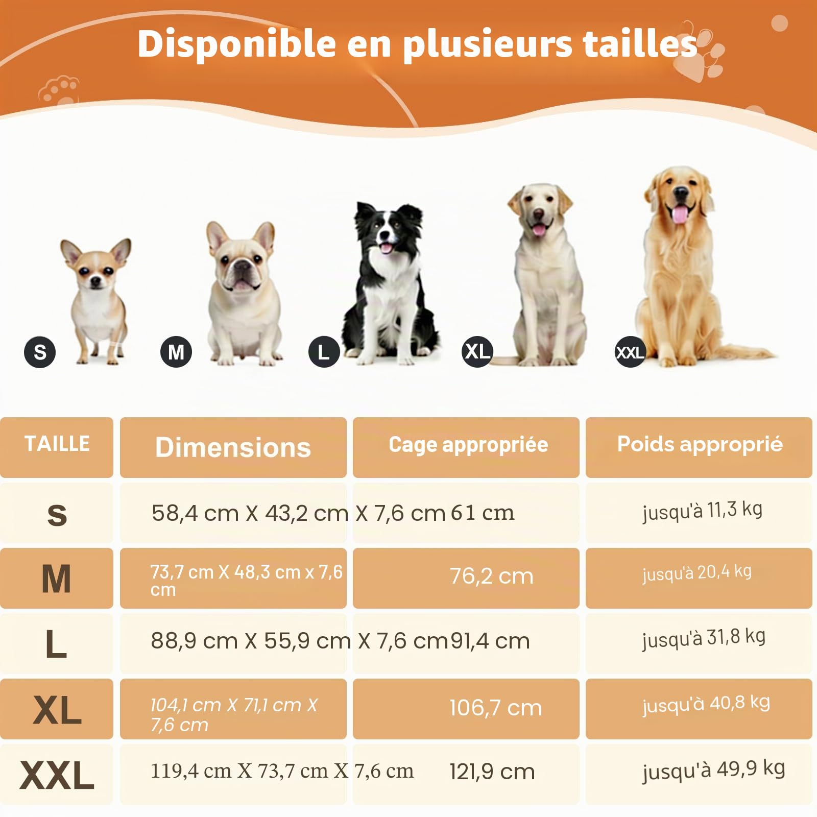 EMPSIGN Élégant tapis de cage pour chien réversible (frais et chaud), doublure imperméable, housse amovible lavable en machine, soutien ferme pour chiens de petite à XXL, gris