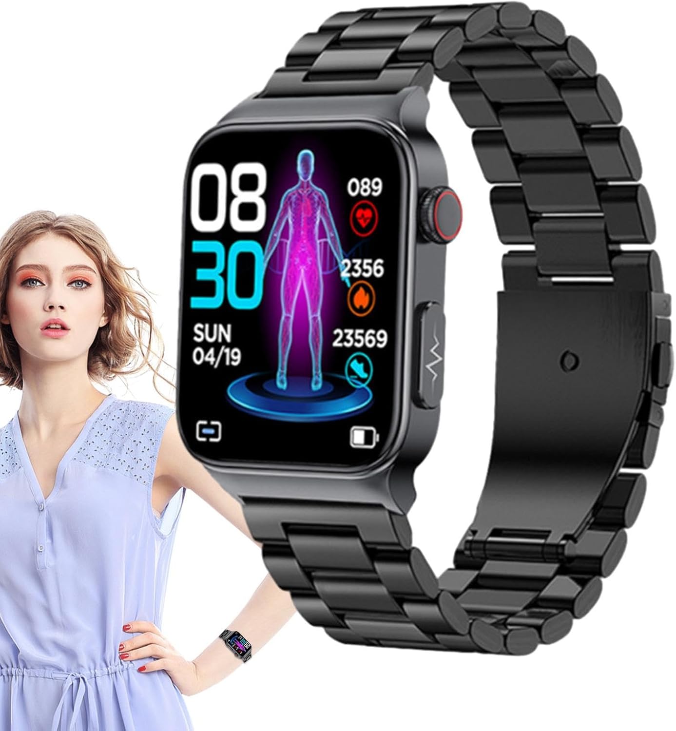 Blood Glucose Watch Waterproof Smart Watch for Blood Sugar Monitoring