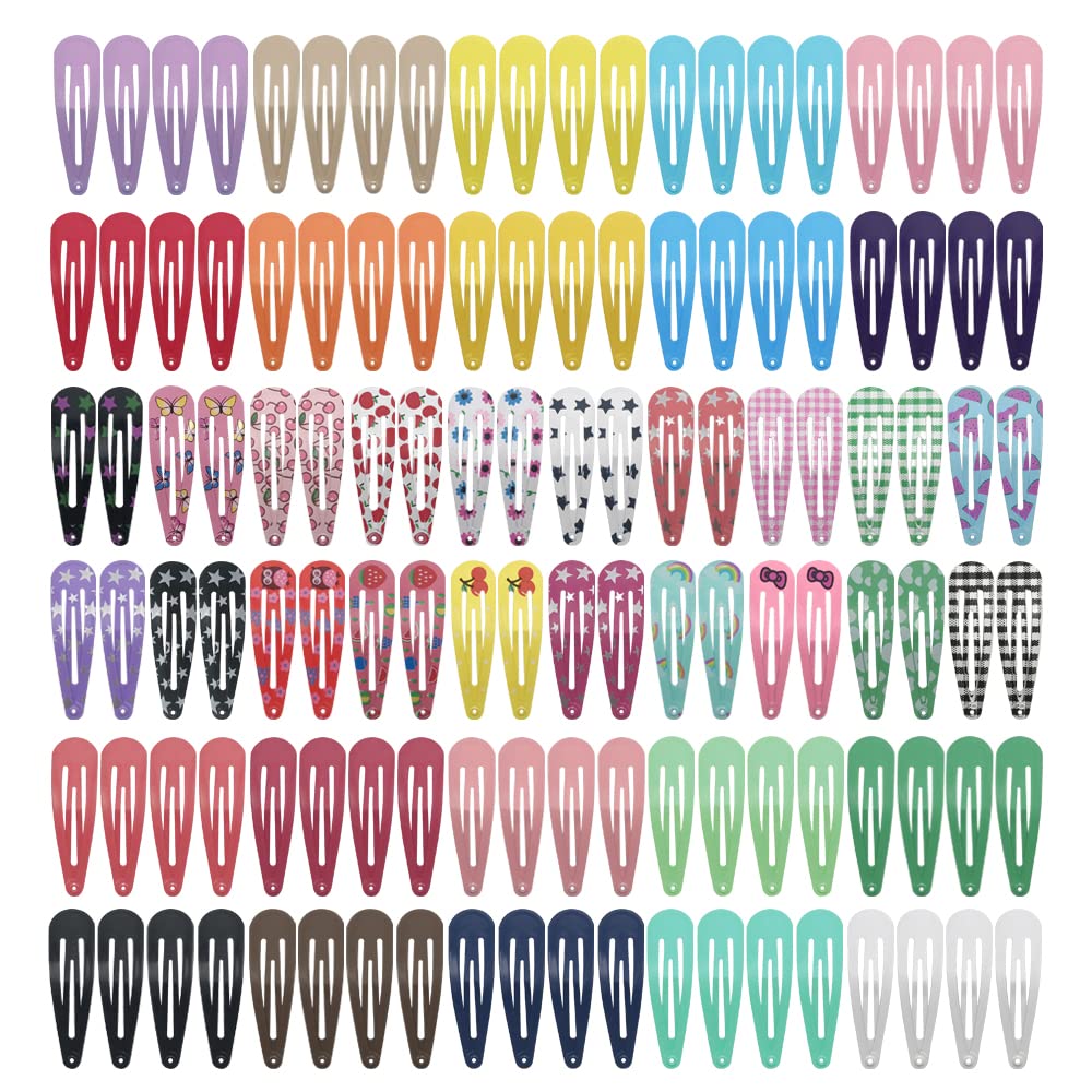 KUBOM 120 Pcs Hair for Clip - 2 inch metal Barrettes and Hair Clips for Toddler Girls Kids Women, Cute Solid Candy Color Hair Accessories for Birthday Party Gift