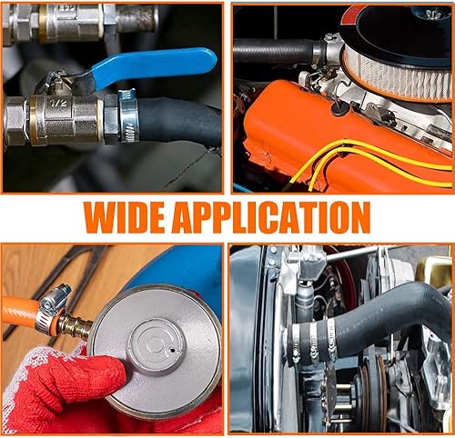 Miniatura 26 de BOTTEN Abrazaderas de manguera negras de 8 piezas, 3 pulgadas (2.559-3.504 in) 304 abrazaderas de manguera de engranaje helicoidal ajustables