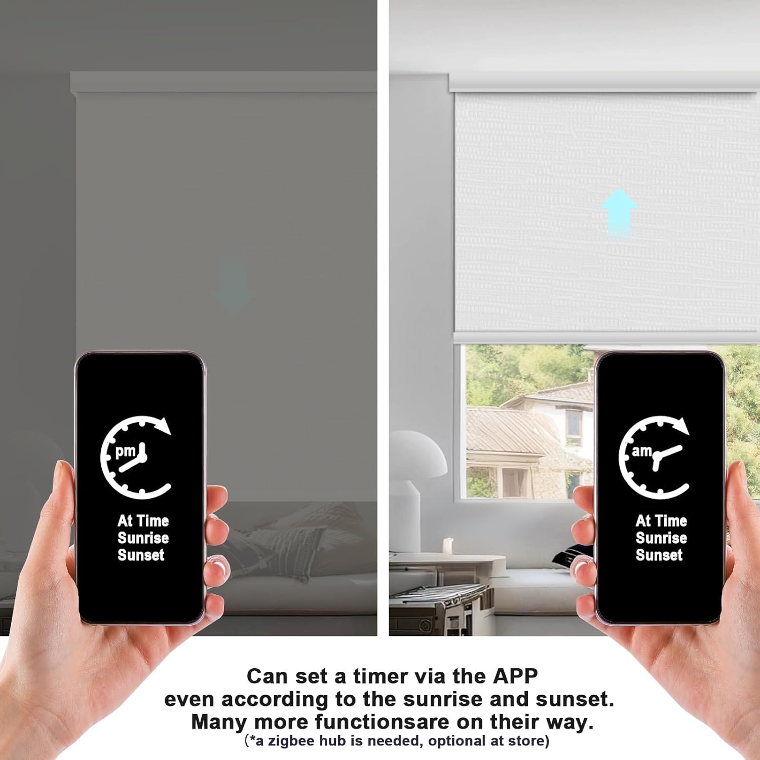 Motorized Blinds with Remote Smart Blackout Shades Electric Curtains Automatic Roller Blinds Shades for Indoor Windows Cordless with Alexa Google Home(Blackout Cloud White,W22.5X H62)