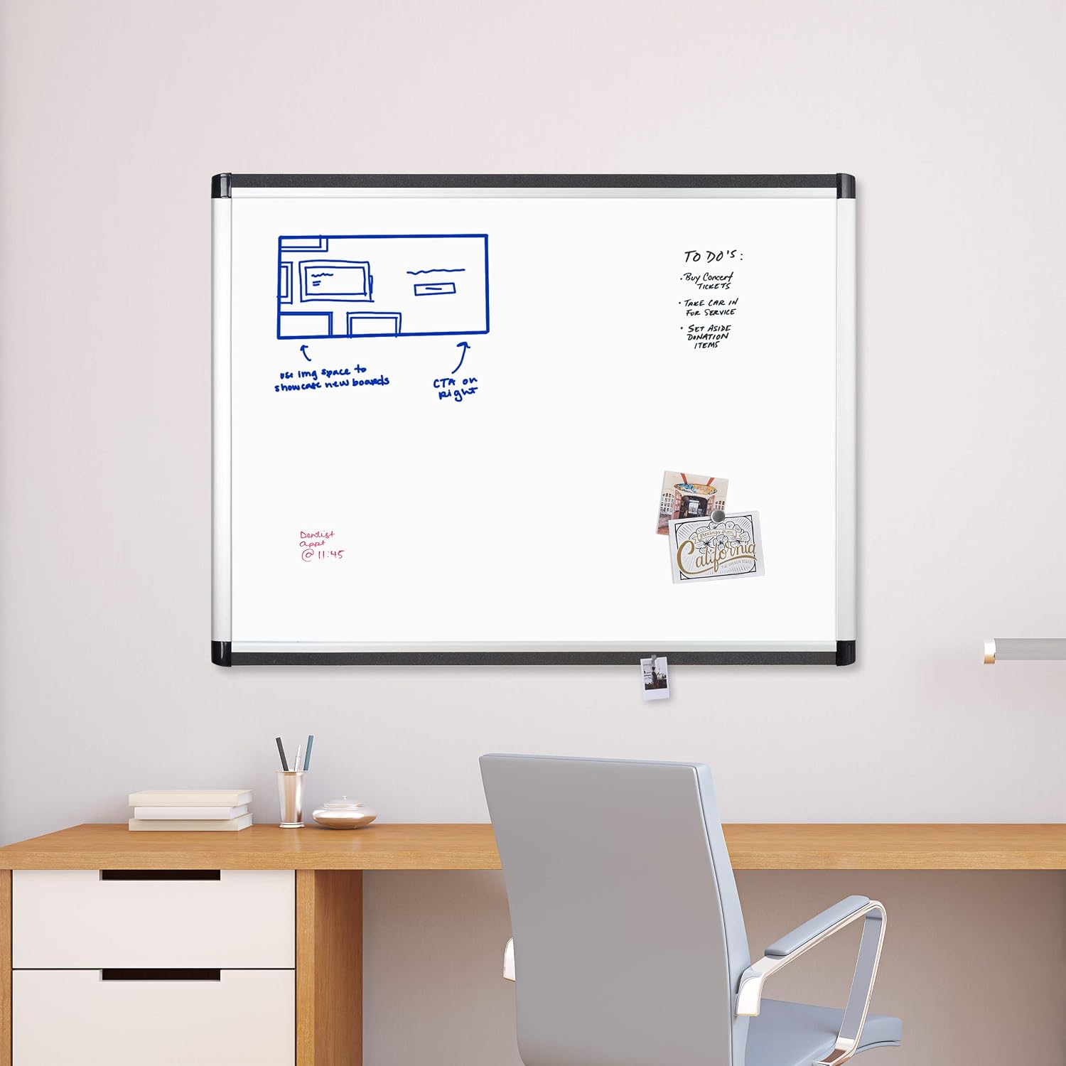 U Brands Dry Erase Board for Wall, Magnetic White Board, 48" x 36" image 4