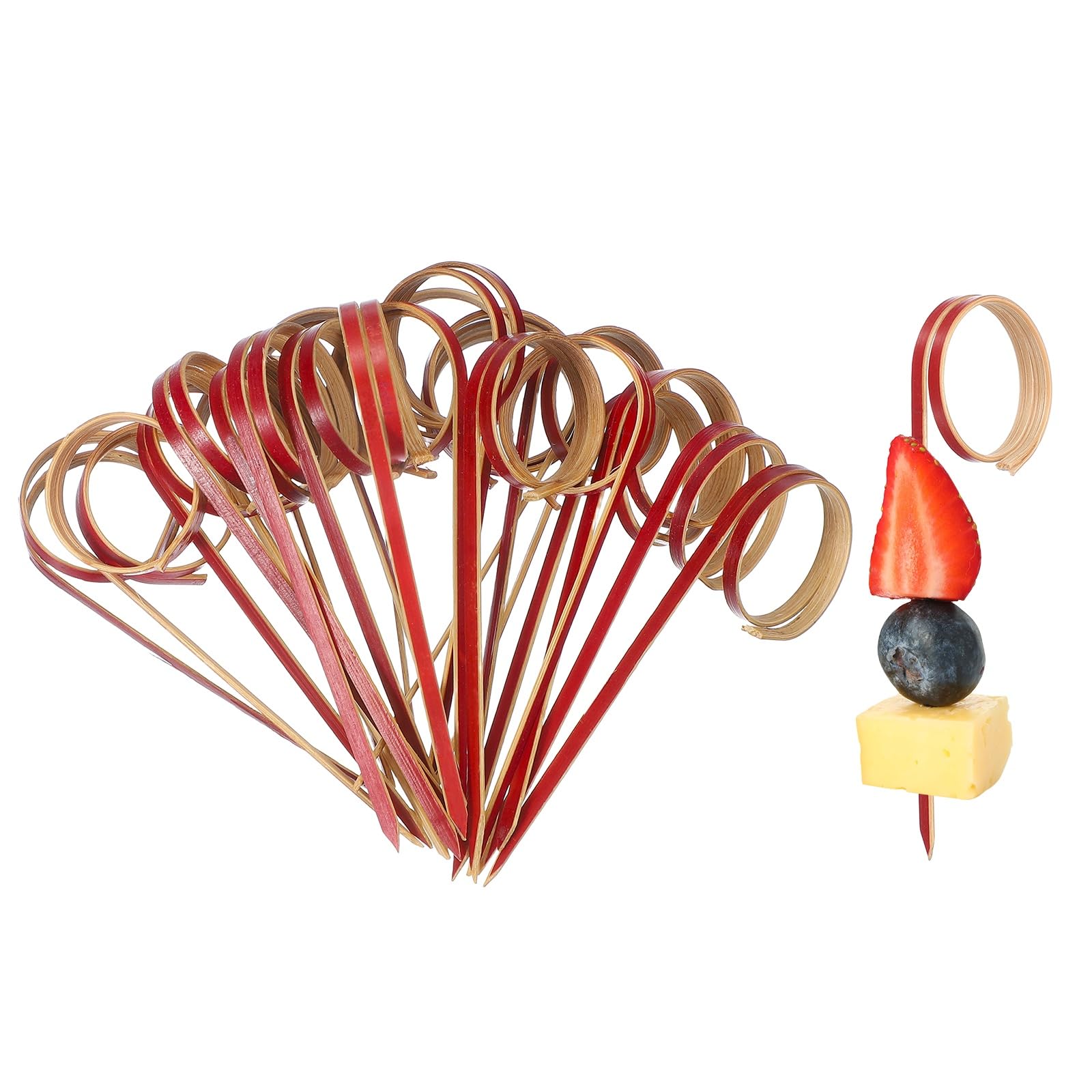 Brochettes cocktail bambou rouges 9 cm par 100 pour apéritif et pique-nique