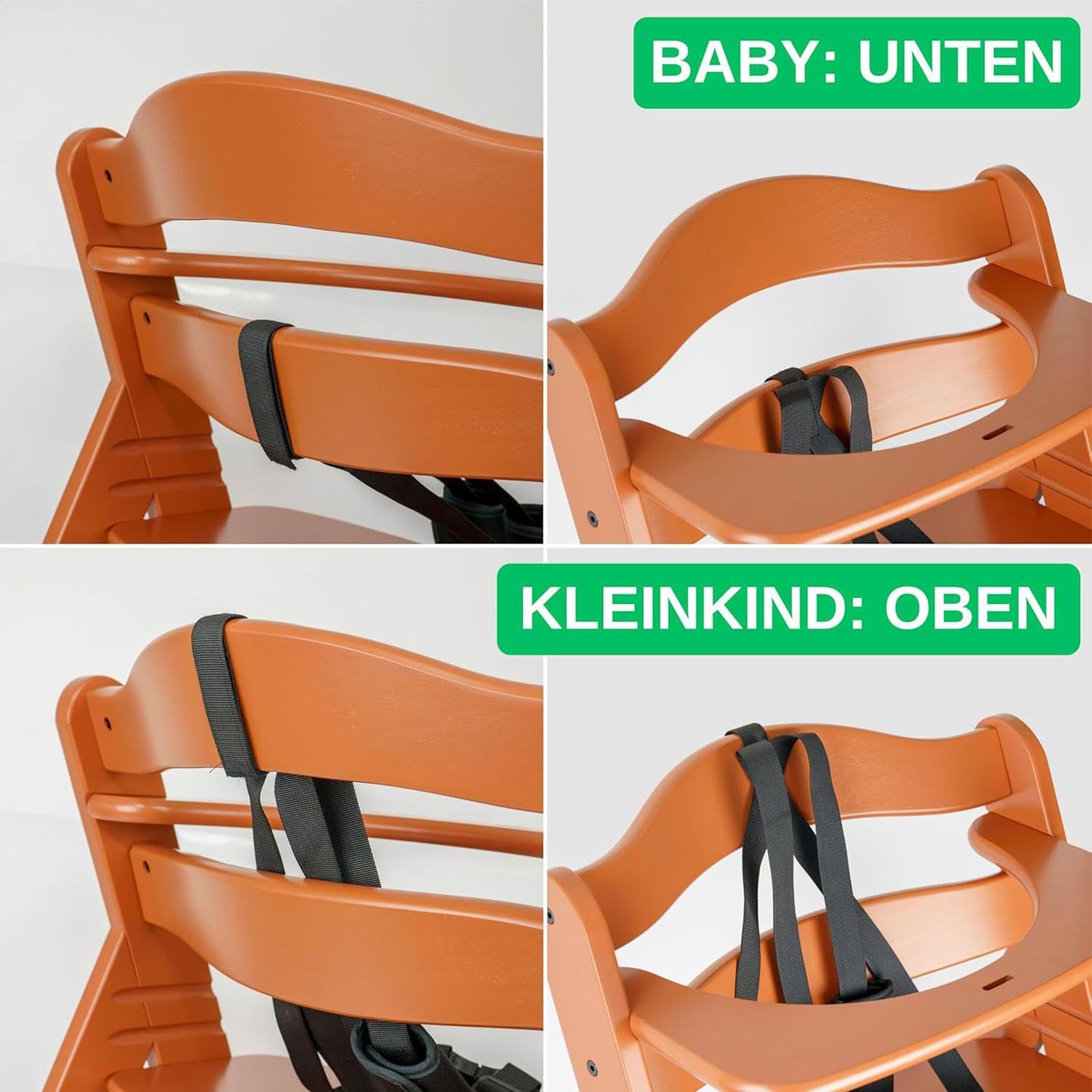 Arnés de la silla alta de 5 puntos, silla alta del bebé 5 puntos Arnés, Cinturón de seguridad anti-Slip para niños pequeños, Silla alta ajustable Cinturón de protección del asiento del arnés de