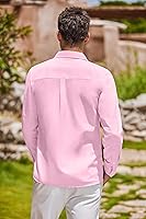 Vista 3 de COOFANDY Camisa Oxford de manga larga con botones para hombre, camisas de vestir de ajuste regular