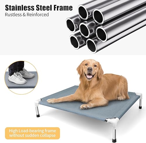 Miniatura 7 de Cama elevada de enfriamiento para perros, cama elevada para perros medianos, cunas portátiles para mascotas con patas de goma antideslizantes,